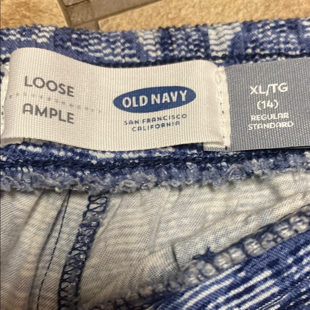 Kids Old Navy Blue and White Patterned Jogger Pants Cozy Resortwear